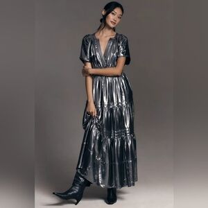 Anthropologie The Somerset Maxi Dress: Metallic Edition